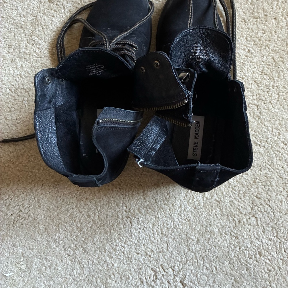 Steve Madden Black Leather Ankle Boots